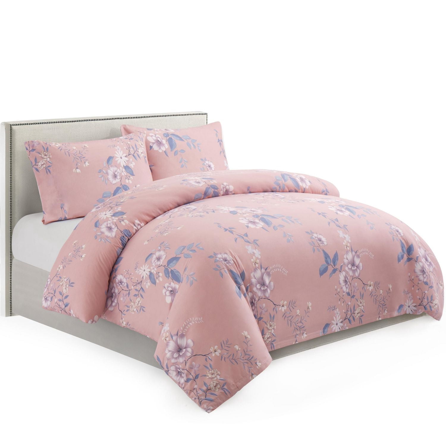 Ensemble de literie Marina Décoration ultra douce, soyeuse et riche en rayonne de bambou imprimée, toutes saisons, housse de couette, drap-housse, avec fermeture éclair et lien d'angle
