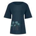 thumbnail image 5 of TopLLC Chemises Mexicaines pour Femmes Hauts Brodés Traditionnels Tunique Décontractée à Fleurs pour Femmes Col Rond Manches Courtes Chemises en Lin, 5 of 5