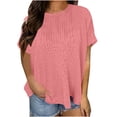 thumbnail image 1 of Timegard Tops for Women Summer Ribbed Crewneck Short Sleeve Basic Tee Casual Loose Shirts Tops blouse, 1 of 7