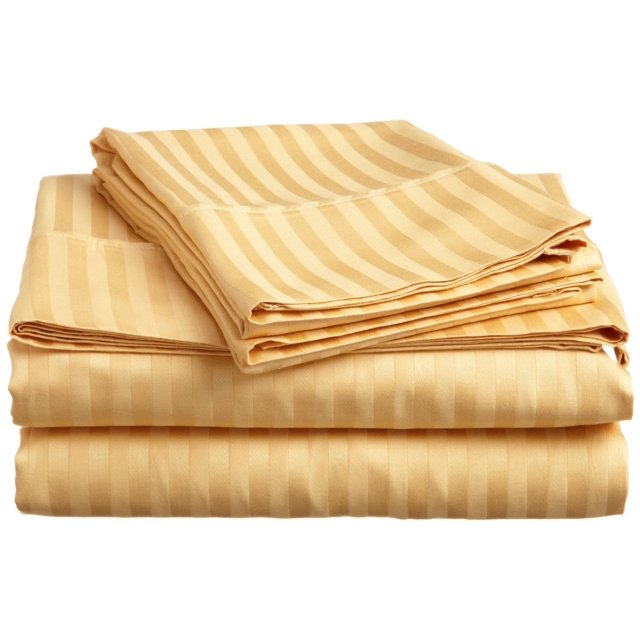 ELAINE KAREN 1800 Series - Soft Brushed Microfiber - Striped KING Bed Sheet Set, Gold