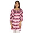 thumbnail image 1 of Moomaya Womens Tops Rayon Block Print Tunic 3/4th Sleeve Tunic Summer Blouse, 1 of 8