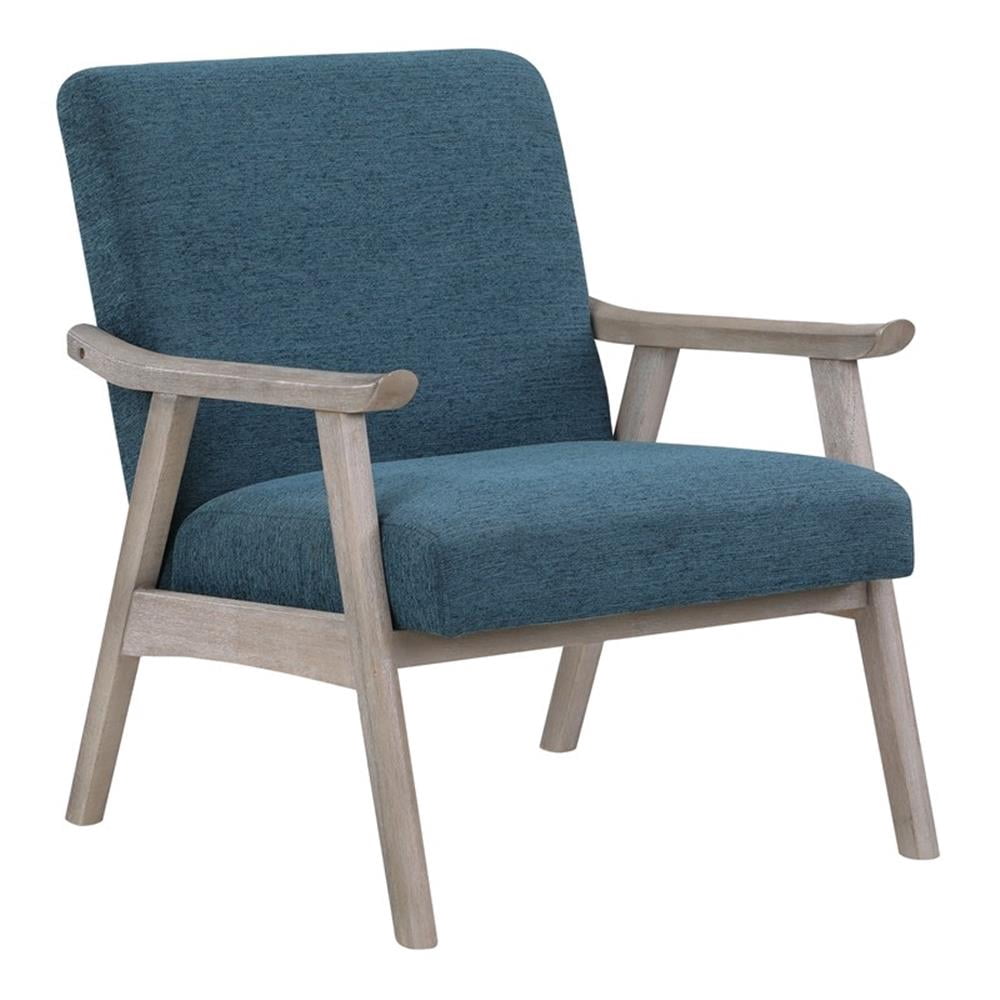 Fauteuil Weldon en Tissu Bleu Azur avec Cadre Fini Gris Brossé