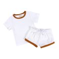 thumbnail image 1 of B91xZ Ensemble 2 Pcs pour Garçons Chemise à Manches Courtes et Short, Durable Extensible et Léger, Blanc 2-3 Ans, 1 of 5