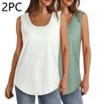 thumbnail image 2 of Plebaso Débardeurs 2025 pour Femmes, Lot de 2, Col Rond, Sans Manches, Chandails Décontractés Amples d'Été, Tuniques Basiques, 2 of 7