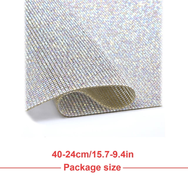 VONKY Crystal Rhinestone Ribbon Glass Drill Mesh Glitter Clothing Accessories Shiny Sticker Present Decoration DIY Decorating Prop white ABcolor 8double side tape