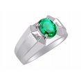 thumbnail image 3 of RYLOS Men's Rings Sterling Silver Rings Classic Designer  9X7MM Oval Gemstone &  Sparkling Diamond Ring Emerald May Birthstone Ring Size 12, 3 of 7