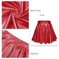 thumbnail image 1 of Shiny Flared Pleated Skirt, Solid Color Mini Polyester Fiber Metallic Glossy Skirt Fashionable  For Performance Black,Red,Golden,Purplish Red,Purple,Silver, 1 of 6