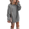 thumbnail image 1 of LUXUR Robe Chandail à Manches Longues pour Femmes, Unie, d'Hiver, à Enfiler, Gris Foncé L, 1 of 2