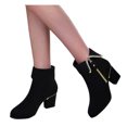 thumbnail image 5 of B91xZ Bottes pour Femmes Mode Habillées Travail Imperméables Randonnée Combat Lacets Talon Bas Bottines Cheville, Noir 9, 5 of 5