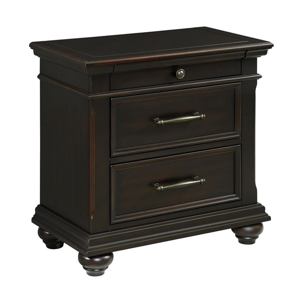 Picket House Furnishings Brooks Table de Nuit à 3 Tiroirs avec Ports USB, Noir