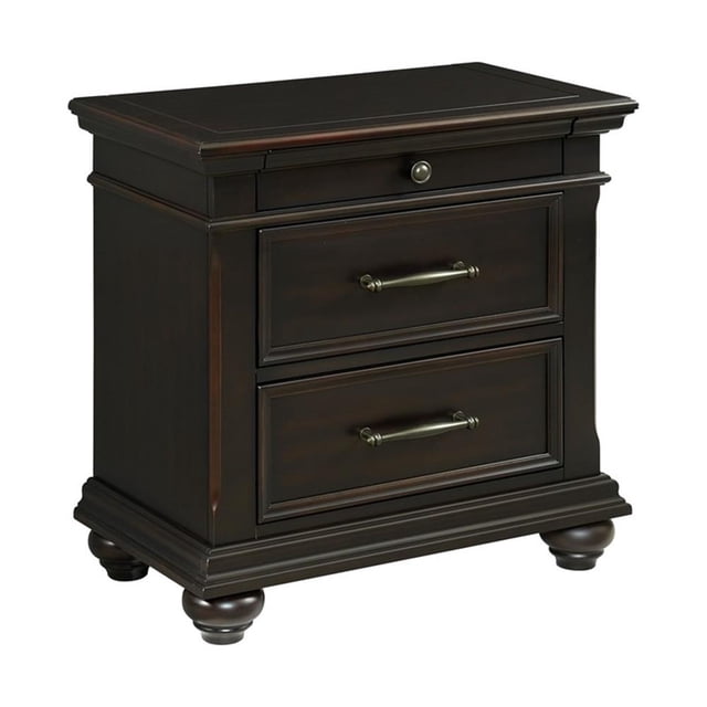 Picket House Furnishings Brooks Table de Nuit à 3 Tiroirs avec Ports USB, Noir