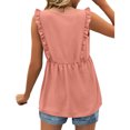 thumbnail image 4 of Timegard Tank Tops for Women Ruffle Sleeveless V Neck Tunic Tops Casual Summer Fashion Solid Color, 4 of 7