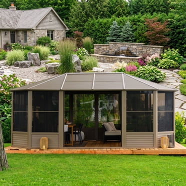 Gazebo Penguin Florence 12 pi x 18 pi Toit en Métal Solarium - Sable