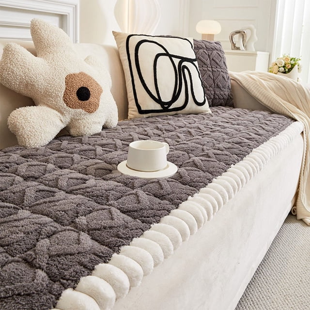 LOVEVERPlush Sofa Slipcovers Couch Cover for Dogs Washable Fuzzy Pet Couch Covers for Sofa Couch Covers for 3 Cushion Couch Sofa Pet Friendly Non Slip Sofa Cover Pet Bed Couch Covers for