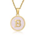 thumbnail image 1 of Colliers, Collier Lettre Coquille Mignonne pour Filles, Pendentifs Pièce pour Filles en Acier Inoxydable Colliers Initiale pour Femmes Bijoux Rond, 1 of 7