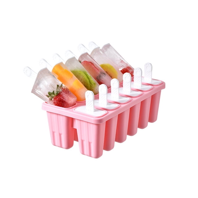 ZZkhGO Silicone Ice Tray, 12-Cavity Popsicle Maker, Homemade DIY Ice Cream Mold Reusable Sticks