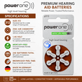 thumbnail image 2 of 240-pack PowerOne p312 Zinc Air Hearing Aid Batteries, Size 312, 1.45V Mercury-Free Hearing Aid Battery Tabs, 2 of 6
