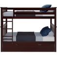 thumbnail image 1 of BEDSMART Solid Wood Twin Over Twin Bunk Bed With Trundle | Espresso, 1 of 4