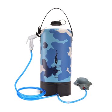 AFISHTOUR Portable Camping Shower, 2.2 Gallons/10L Solar Shower Bag with Foot Pump for Camping, Beach (Blue)