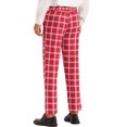 thumbnail image 3 of INSPIRE CHIC Plaid Pattern Pants for Men's Slim Fit Flat Front Work Office Checked Trousers Red 38, 3 of 4