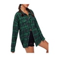 thumbnail image 2 of Women Plaid Flannel Shirt Jacket Button Down Lapel Long Sleeve Shirts Blouse Shacket Cardigan Coats Fall Spring Clothes, 2 of 7