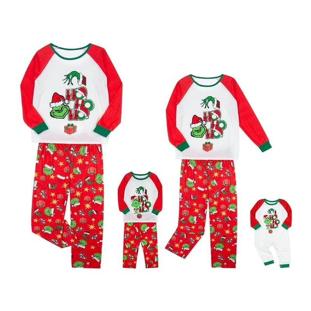 Ensemble de Pyjamas Assortis pour la Famille de Noël pour Enfants Adultes Raglan Imprimé à la Mode et Ensemble de Vêtements de Nuit pour Vêtements de Nuit