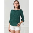 thumbnail image 3 of INSPIRE CHIC Women's Ruffled Neck Half Sleeve Sheer Summer Polka Dots Blouse Tops, 3 of 6