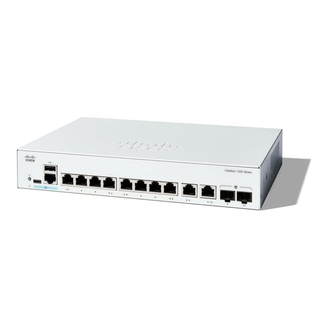 Cisco Catalyst 1300-8T-E-2G - Switch - L3 - managed - 8 x 10/100/1000Base-T + 2 x combo Gigabit SFP/RJ-45 - Montable en Rack