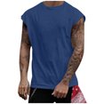 thumbnail image 1 of BADHUB Mens Workout Hooded Tank Tops Drawstring Muscle Stretch Sleeveless Solid Color Shirts Loose Gym Vest Clearance Navy L, 1 of 9