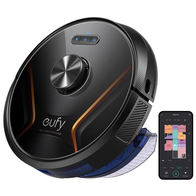 eufy clean RoboVac X8 Hybride Twin-Turbine 2-en-4 Aspirateur Robot Aspirateur Robotique avec navigation laser iPath, twin turbines 2000Pa, Aspirateur et Vadrouille 2-en-1, Réservoir d'Eau 250 ml, Ultra-Pack Compression de Poussière; Souvent Utilisé pour Garder les Zones pour Animaux Propres.