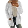 thumbnail image 1 of Trendy Fuzzy Sweaters for Women Button Down Open Front Cardigan Loose Outerwear Cardigan with Pockets, 1 of 5
