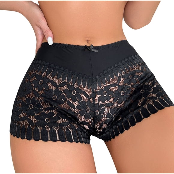 Bigersell Cotton Boyshort Underwear for Women Clearance Bikini Panties Women Boyshort Thongs Panty Style P-36 Cotton Boyshort Panties Lace Thong Briefs Mid Waist Women Cheeky Panties Black XL