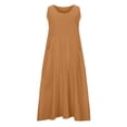 thumbnail image 4 of Robe Longue d'Été Sans Manches en Coton et Lin pour Femmes, Encolure Dégagée, Décontractée, Fluide, Ample, Maxi, avec Poche, pour Plage et Vacances, 4 of 5