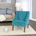 thumbnail image 2 of HomePop Traditional Wood and Velvet Swoop Arm Accent Chair in Blue, 2 of 13