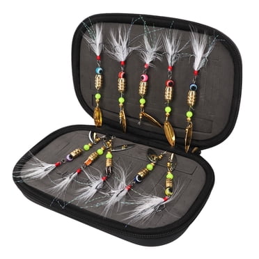 Ensemble d'Équipement pour Leurres de Pêche, Leurre de Pêche à Rotation à Paillettes 10 Pcs Hameçon à Plumes pour Truite