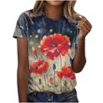 thumbnail image 2 of T-shirts d'Été pour Femmes Grande Taille à Manches Courtes, Hauts Décontractés Amples à Imprimé Floral, Col Ras du Cou, T-Shirt à Manches Courtes Imprimé, Hauts à Col en V, T-Shirt Femme en Liquidation, 2 of 8