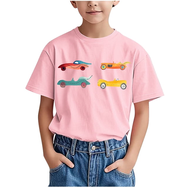 WRKEKC T-Shirts d'Été pour Garçons, T-Shirts Décontractés pour Garçons, T-Shirts Polyvalents Décontractés à Manches Courtes pour Enfants avec Motif Imprimé et Col Rond