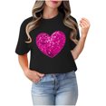 thumbnail image 4 of TIMIFIS T-Shirts de la Saint-Valentin pour Femmes Été Décontracté Ample à Manches Courtes Col Rond T-Shirt Imprimé Cœur d'Amour, 4 of 4