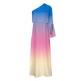 thumbnail image 4 of LOVZFMLL Robe d'Été pour Femme, Aguichant, à une Épaule, Imprimée, Ample, Ourlet Fendu à Moitié, Manches, Bleu, G, 4 of 5