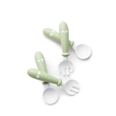 BabyBjorn Cuillère et Fourchette pour Bébé, 4 Pcs, Vert Poudre