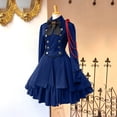 thumbnail image 2 of Kcodviy Robe pour Femme Style Rétro Robe Gothique pour Femme Couleur Unie Manches Trompette Robe Gothique Noire Longue Robe de Princesse, 2 of 4