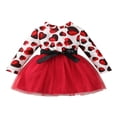 thumbnail image 1 of Robe Trapèze pour Filles, Manches Longues, Imprimé de Cœurs, Robe Patchwork en Tulle, 1 of 9