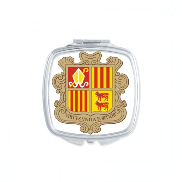Andorra la Vella Andorra Emblème National Miroir Carré Portable Compact de Poche Maquillage Double Face en Verre