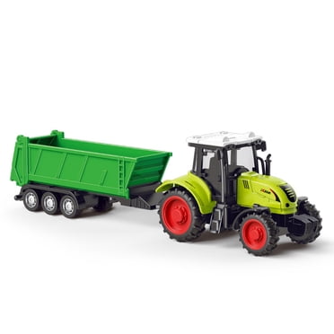Farmer Tractor Toy,Friction-Powered Farmer Tractor & Lumber Truck – Educational Farm and Construction Toy Set for Kids Ages 3+,Collectible-Style Vehicles with Storage Box 