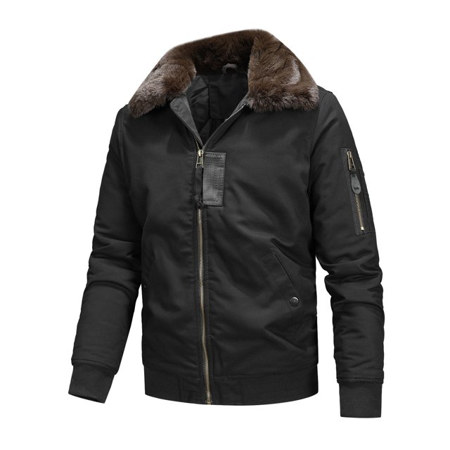 IROINNID Blouson Bomber pour Homme Offres Ample Patchwork Col Rabattu Cardigan à Fermeture Éclair Veste Chaude Épaissie,Noir