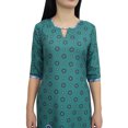 thumbnail image 2 of Bimba Tunique Verte Imprimée pour Femme en Georgette Kurti Kurta Indienne Blouse Longue-26, 2 of 8