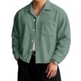 thumbnail image 1 of Kaemgyyd Spring Fall Shirts for Men Casual Corduroy Jacket Button down Long Sleeve Overshirt Loose Stylish Work Shackets, 1 of 7