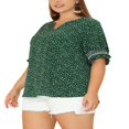 thumbnail image 4 of CHUANK Women‘s Plus Summer Pin Dots Ruffle Short Sleeve V Neck Blouses, 4 of 6