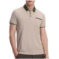 thumbnail image 3 of Sentmoon Blouses Plus Size Loose Turndown Collar Short Sleeve Mens Tops Summer 2025 with Pockets Button up Solid Color Mens Dress Shirts Streetwear for Wedding Guest Khaki XXXL, 3 of 6