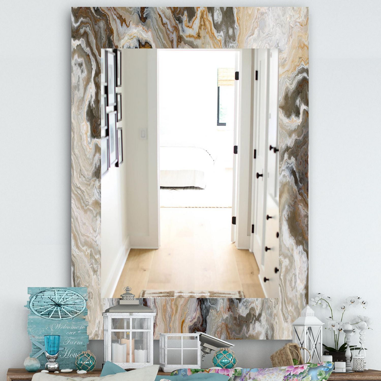 Designart 'Onyx Detail Composition' Miroir Mid-Century - Miroir Mural - 24x36